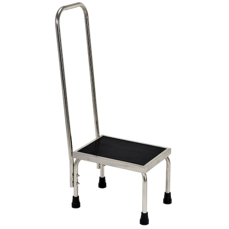 Vestil Stainless Steel Foot Stool w/Handrail, 1 Steps, 37 Overall Height, Stainless Steel, Silver FT-SS-1HR